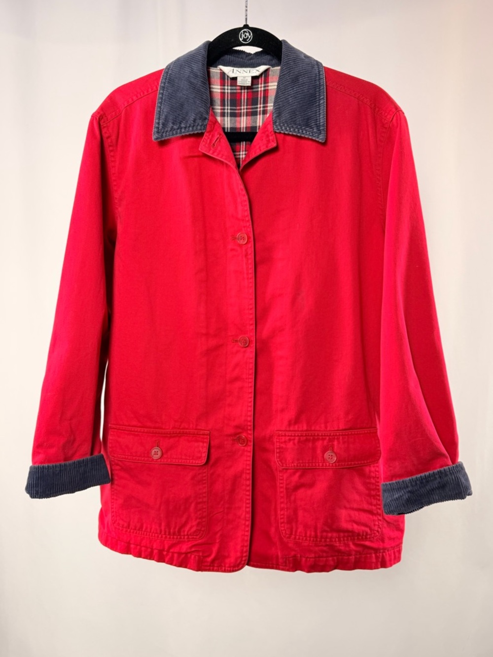 Y2K Vintage Casual Corner Cotton Flannel Lined Farm Coat Field Jacket in Red Med
